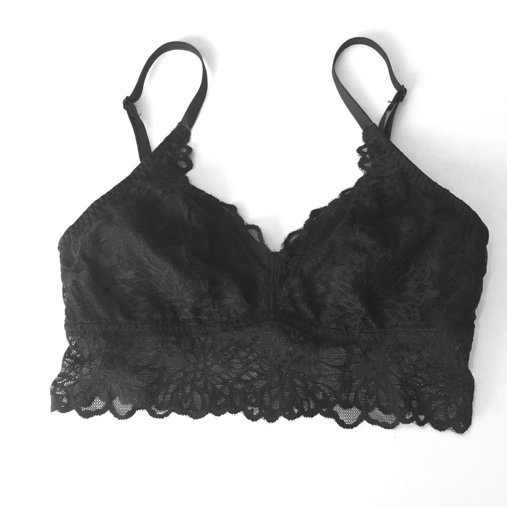 Pink Victoria’s Secret Bralette Black Lace Small